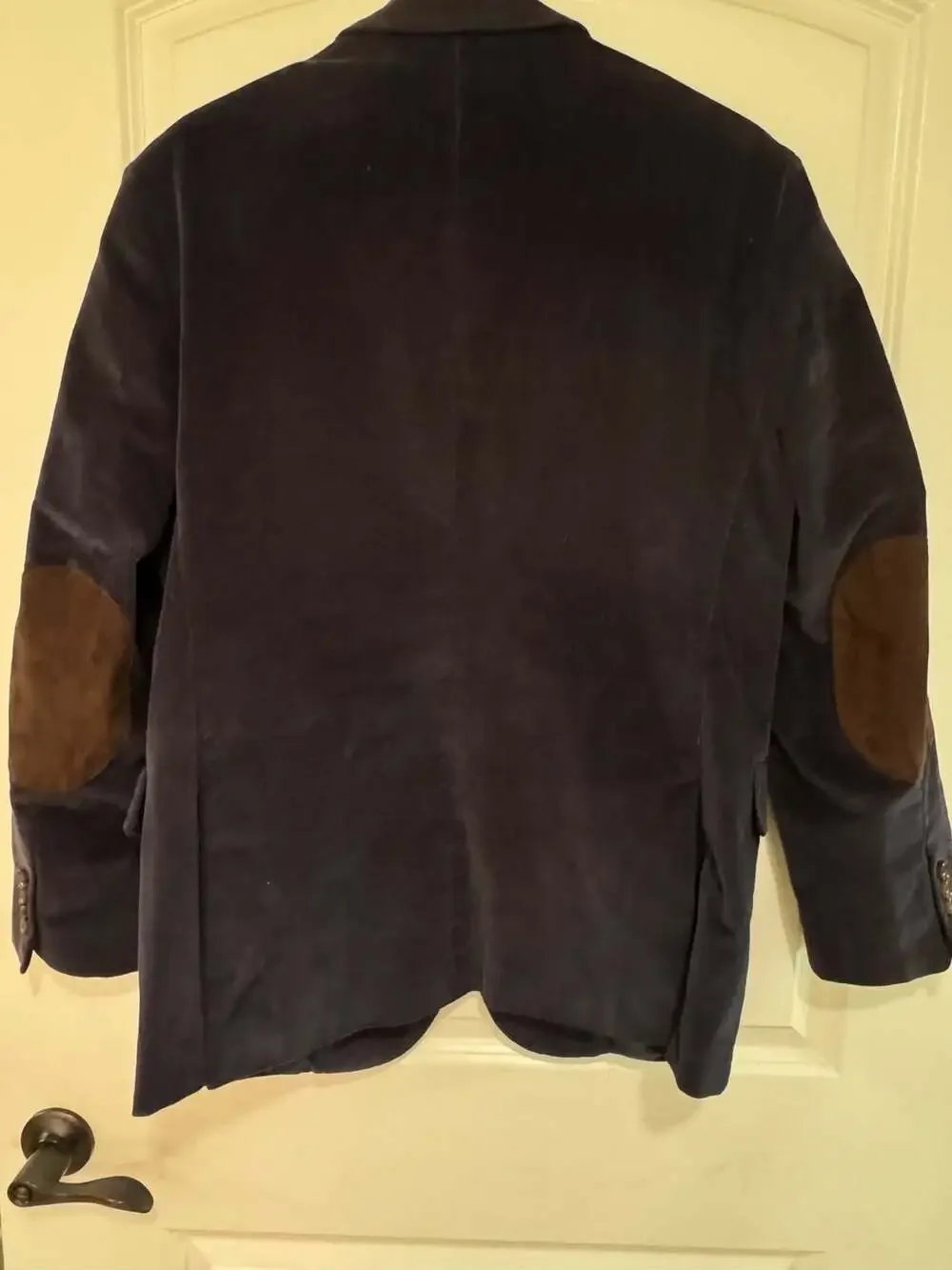Stafford Dark Academia Navy Corduroy Sport Coat Elbow Patch 40R